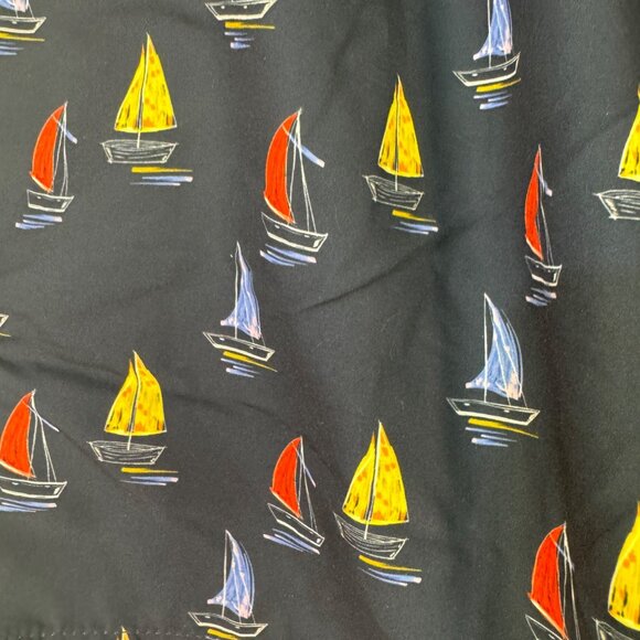 Asos Mens Size M Navy Sailboat Print Swim Trunks Elastic Waistband - Picture 3 of 5